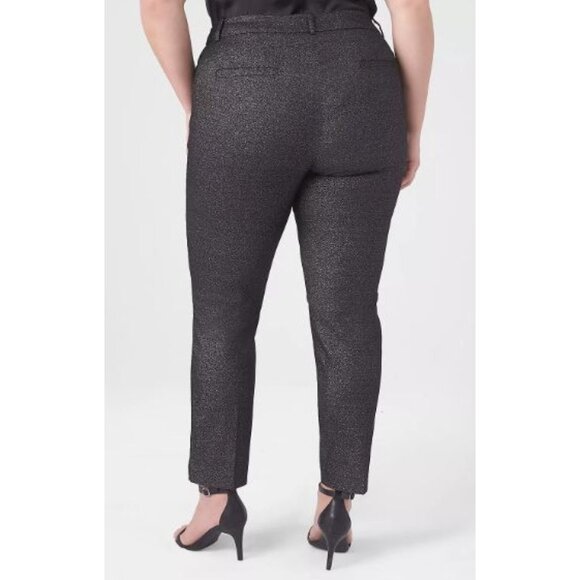 Lane Bryant Black Silver Metallic Sparkle Pants Size 20 Short 20S Plus‎ Size $80 - Picture 2 of 8